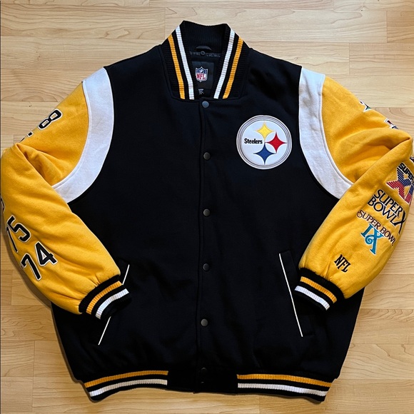 Steelers 6-Time Super Bowl Champions NFL Jacket Black and Yellow G-lll - Picture 3 of 12